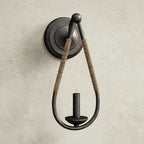 Wall Sconce | Black Iron & Hemp Rope | 33 cm Height