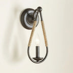 Wall Sconce | Black Iron & Hemp Rope | 33 cm Height