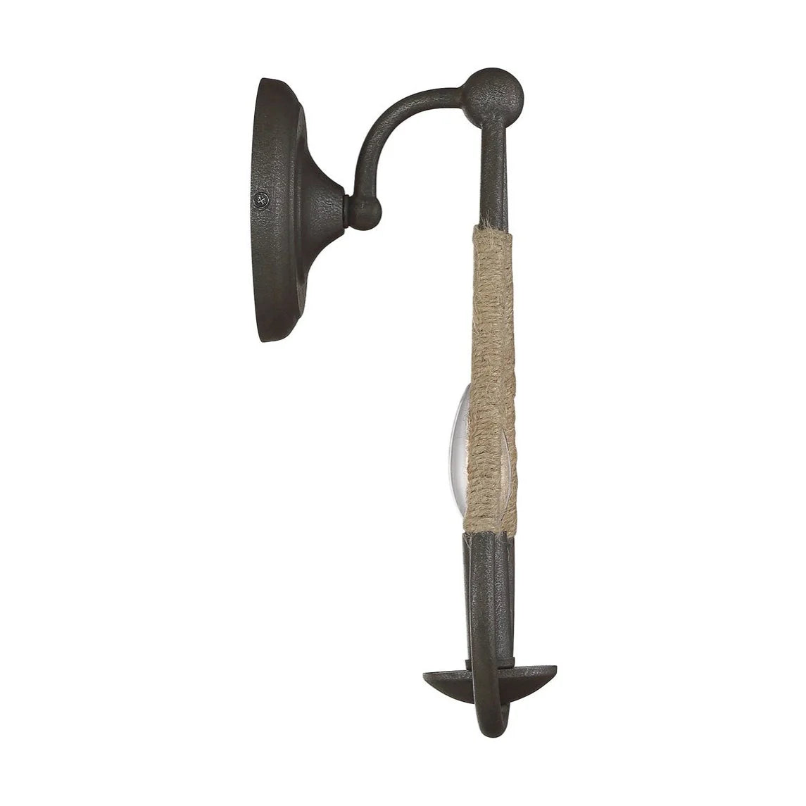Wall Sconce | Black Iron & Hemp Rope | 33 cm Height