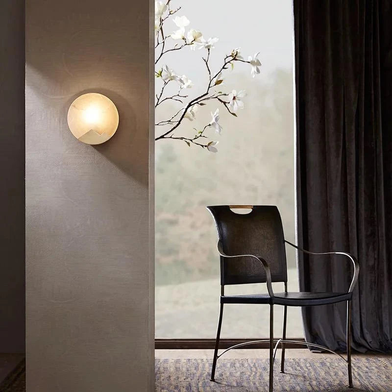 Wall Sconce | Brass & Alabaster | Soft Ambient Glow