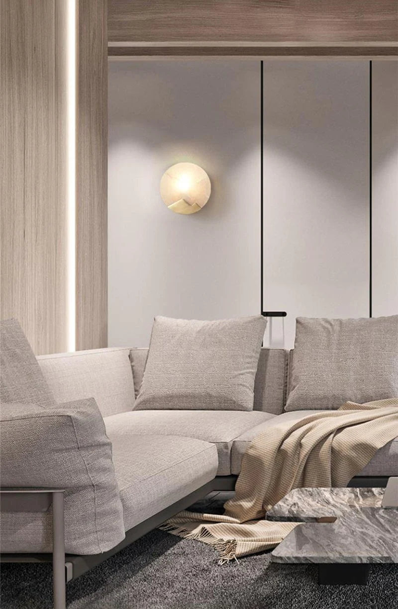 Wall Sconce | Brass & Alabaster | Soft Ambient Glow