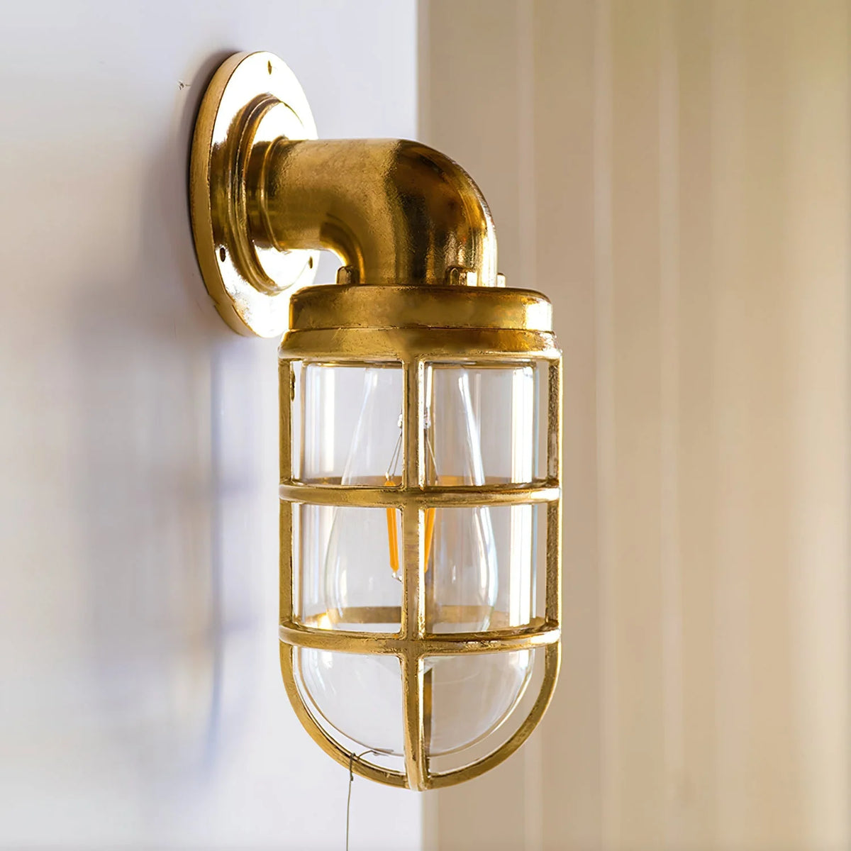 Wall Sconce | Brass & Clear Glass | Indoor & Covered Outdoor Use