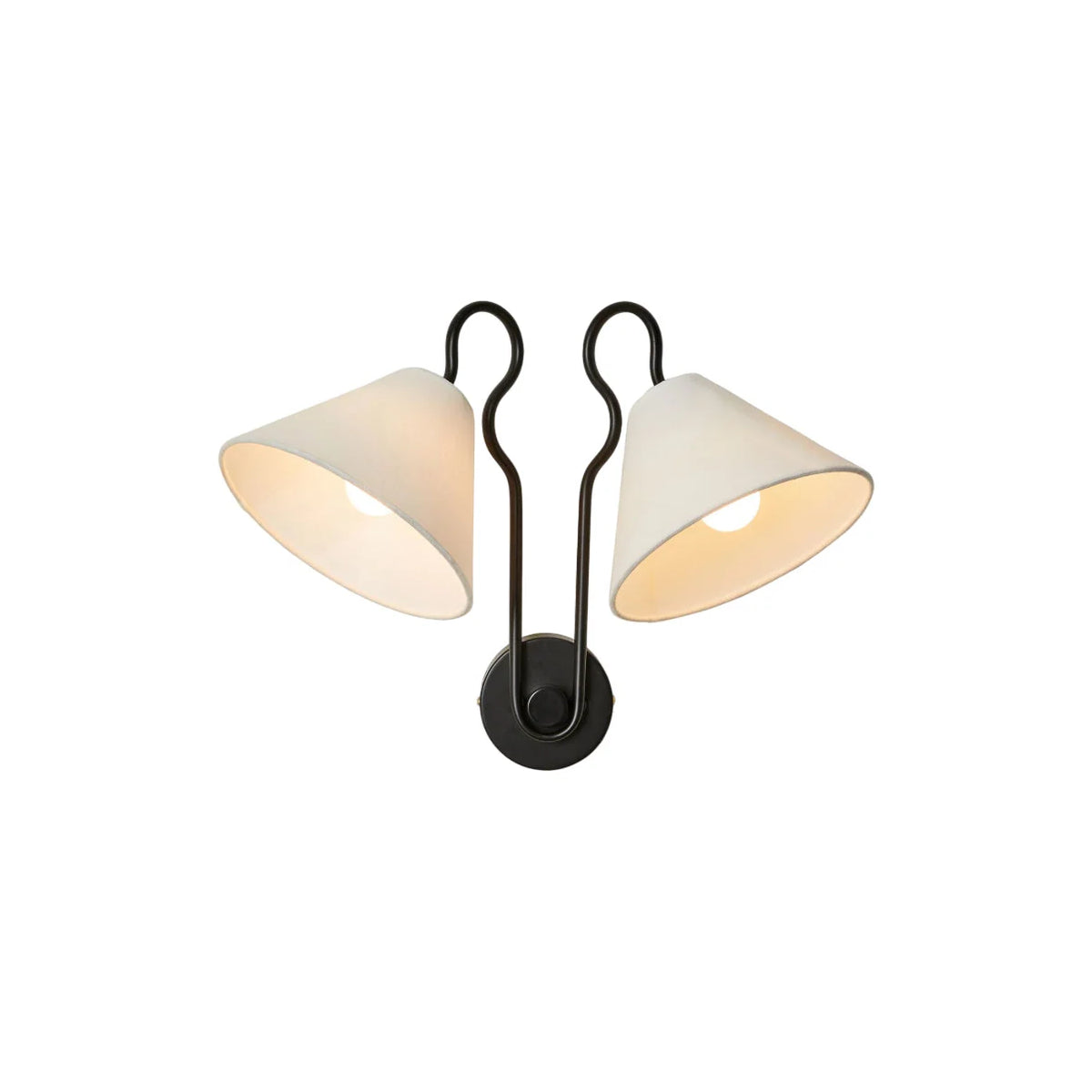 Wall Sconce | Double-Arm Metal Design & Fabric Shades