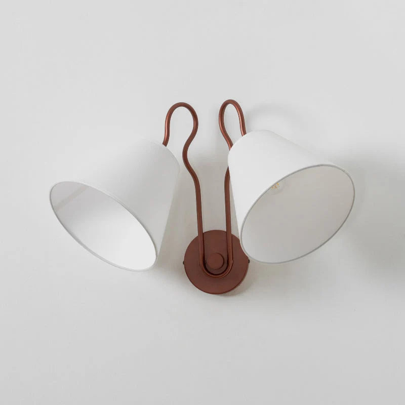 Wall Sconce | Double-Arm Metal Design & Fabric Shades
