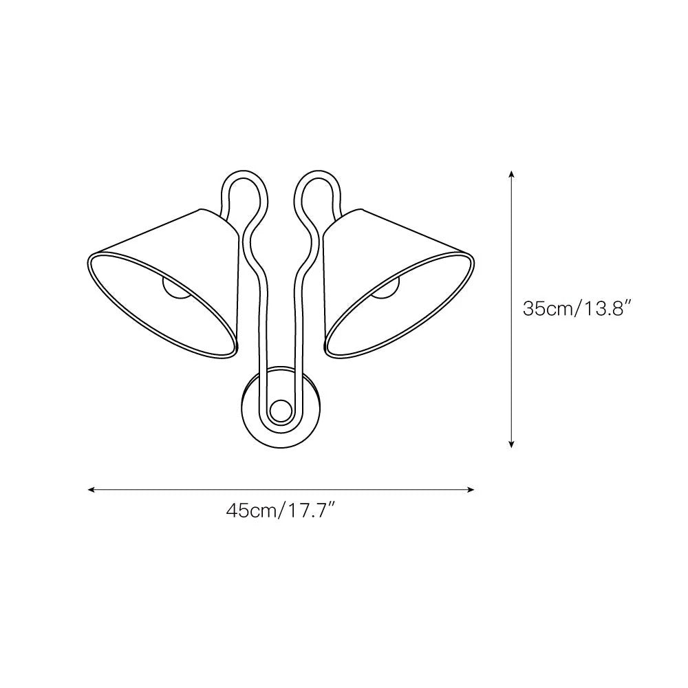 Wall Sconce | Double-Arm Metal Design & Fabric Shades