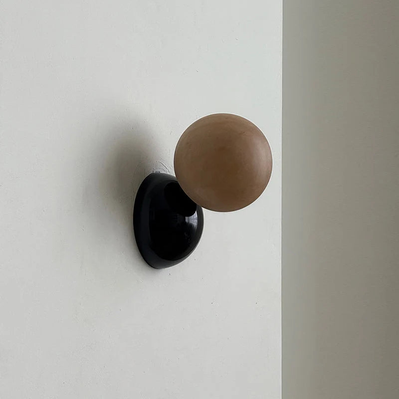 Wall Sconce | Eclipse Design & Metal Body | Marble, Alabaster, Or Terrazzo Shade