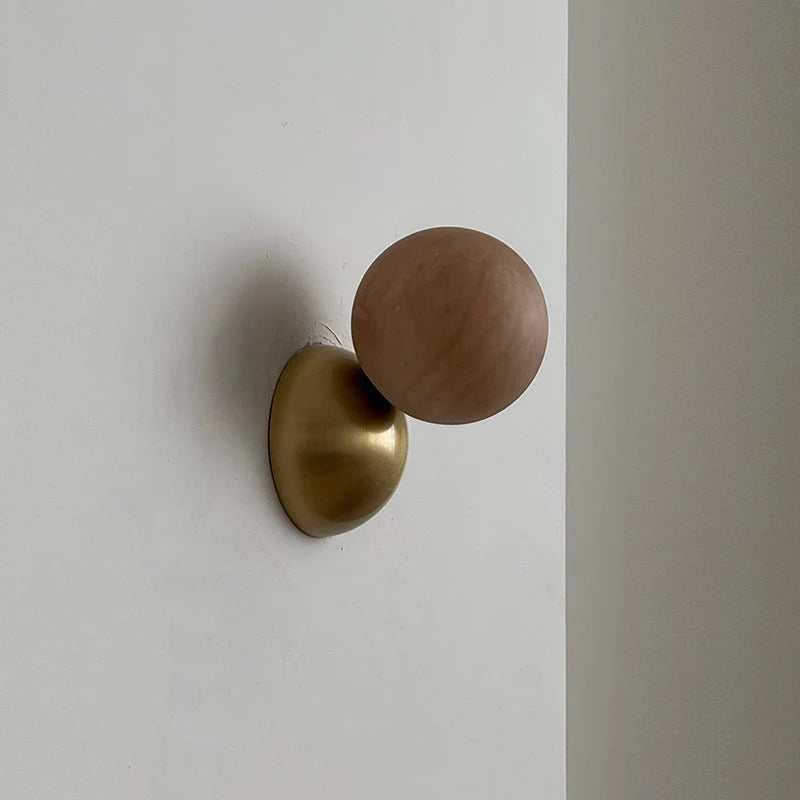 Wall Sconce | Eclipse Design & Metal Body | Marble, Alabaster, Or Terrazzo Shade