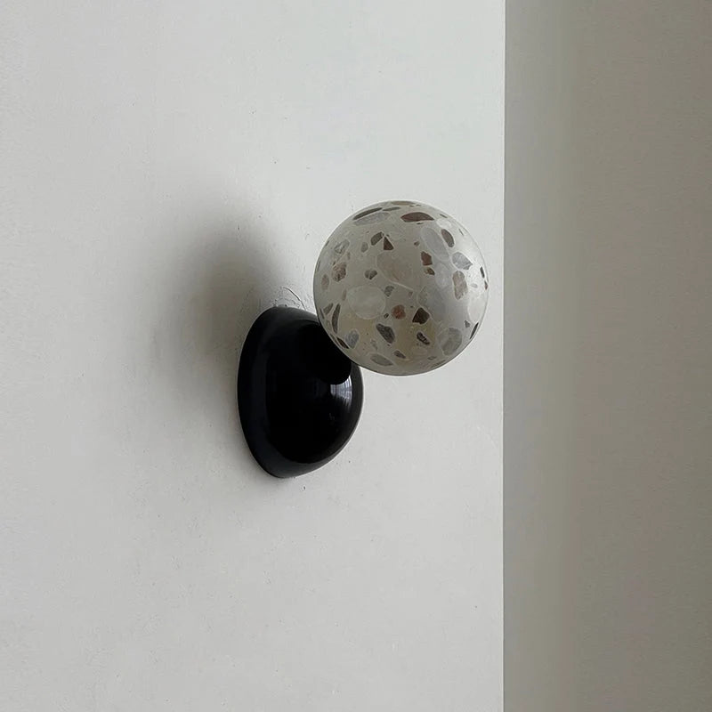 Wall Sconce | Eclipse Design & Metal Body | Marble, Alabaster, Or Terrazzo Shade
