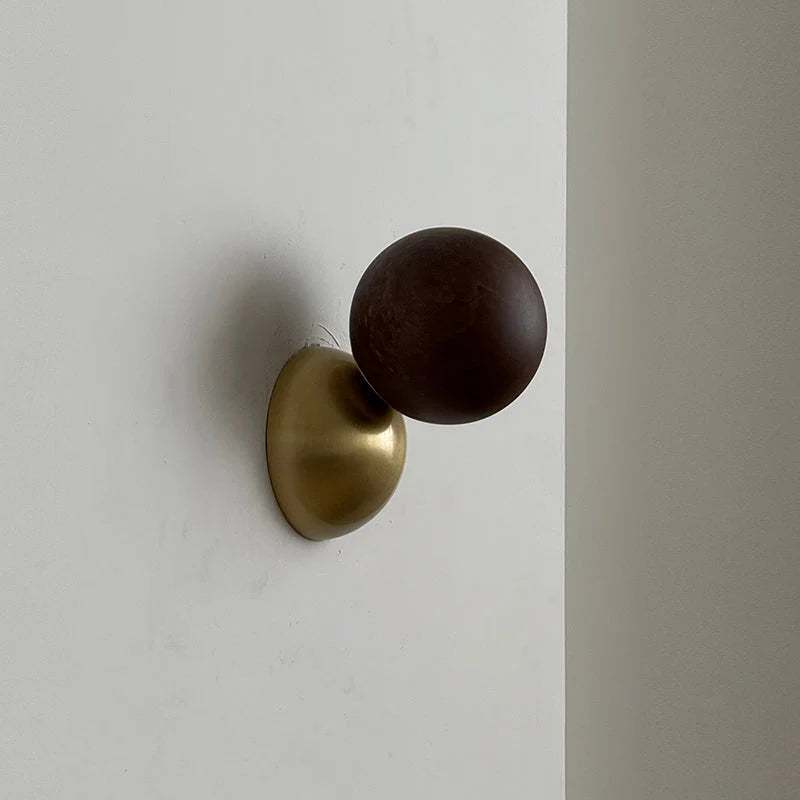 Wall Sconce | Eclipse Design & Metal Body | Marble, Alabaster, Or Terrazzo Shade