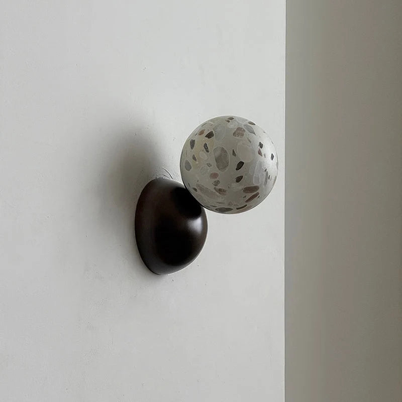 Wall Sconce | Eclipse Design & Metal Body | Marble, Alabaster, Or Terrazzo Shade