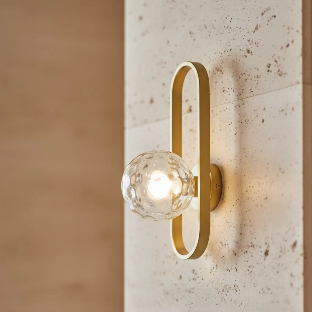 Wall Sconce | Glass & Metal Warm LED | E27 Bulb Included