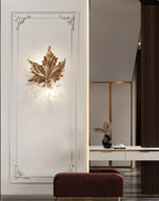 Wall Sconce | Maple Leaf Design Brass & Glass | 31 cm