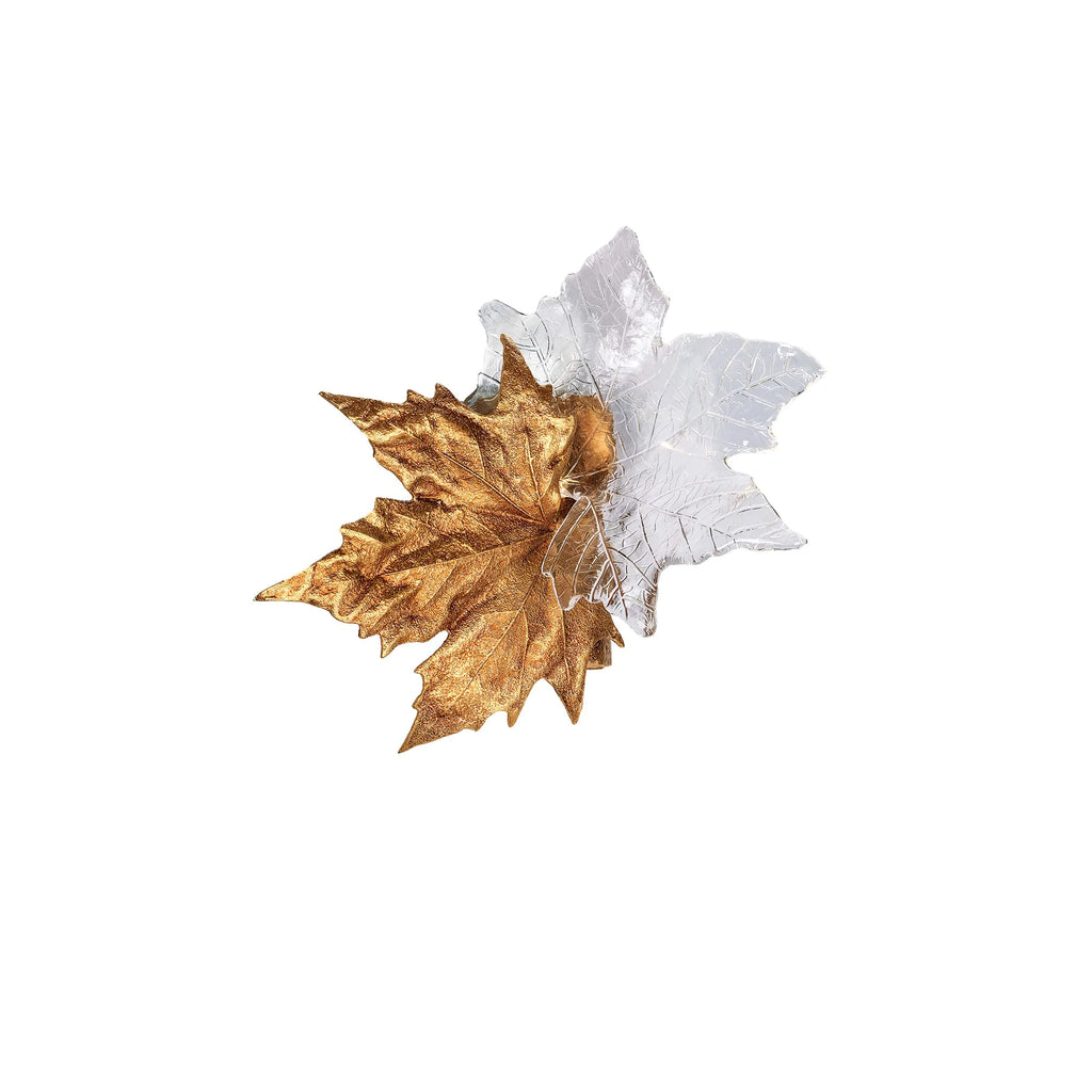 Wall Sconce | Maple Leaf Design Brass & Glass | 31 cm