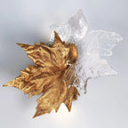 Wall Sconce | Maple Leaf Design Brass & Glass | 31 cm
