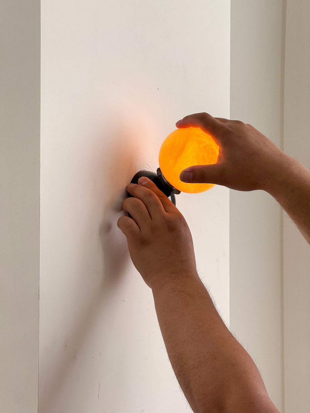 Wall Sconce | Metal Body & Decorative Stone Shade