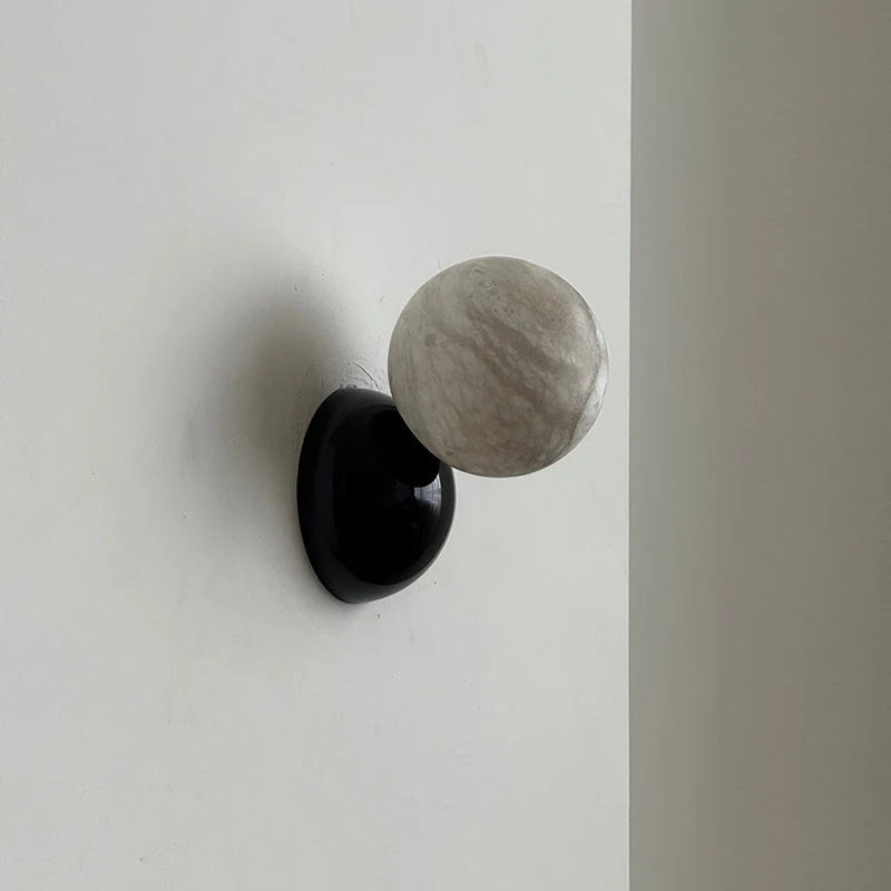 Wall Sconce | Metal Body & Decorative Stone Shade