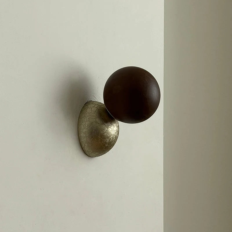 Wall Sconce | Metal Body & Decorative Stone Shade
