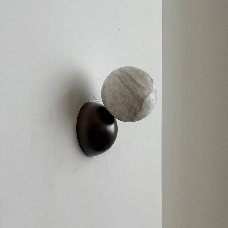 Wall Sconce | Metal Body & Decorative Stone Shade