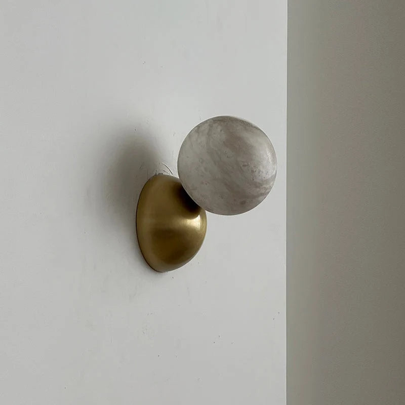 Wall Sconce | Metal Body & Decorative Stone Shade
