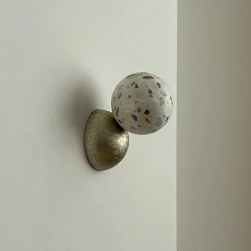 Wall Sconce | Metal Body & Decorative Stone Shade