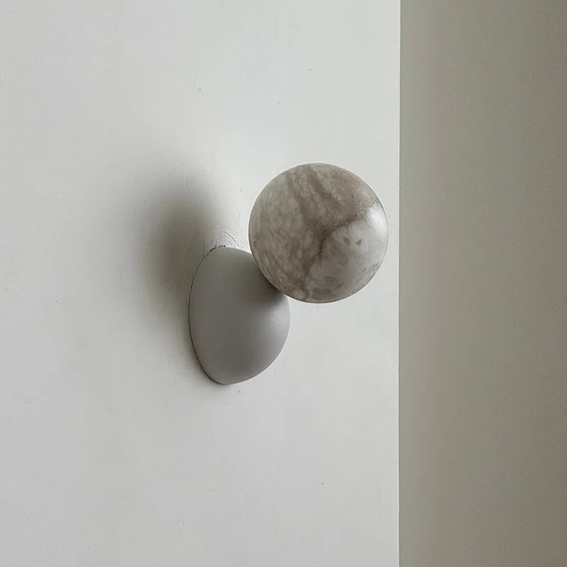 Wall Sconce | Metal Body & Decorative Stone Shade