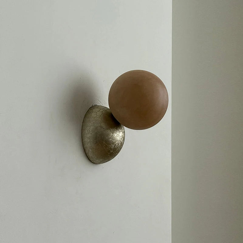 Wall Sconce | Metal Body & Decorative Stone Shade