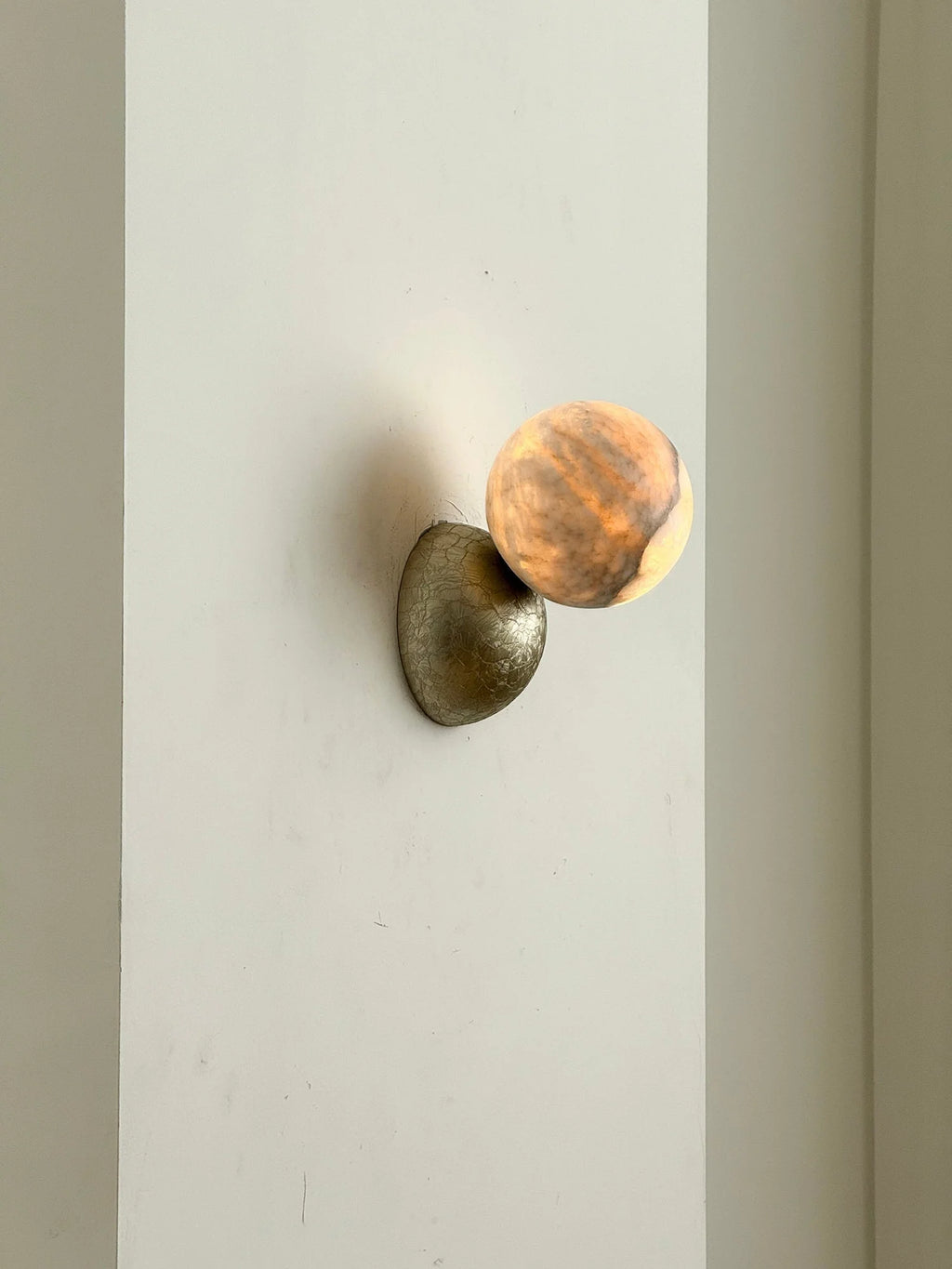 Wall Sconce | Metal Body & Decorative Stone Shade