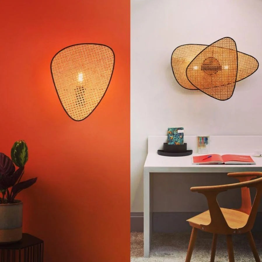 Wall Sconce | Natural Bamboo & Black Metal | Ø33 & Ø46 cm
