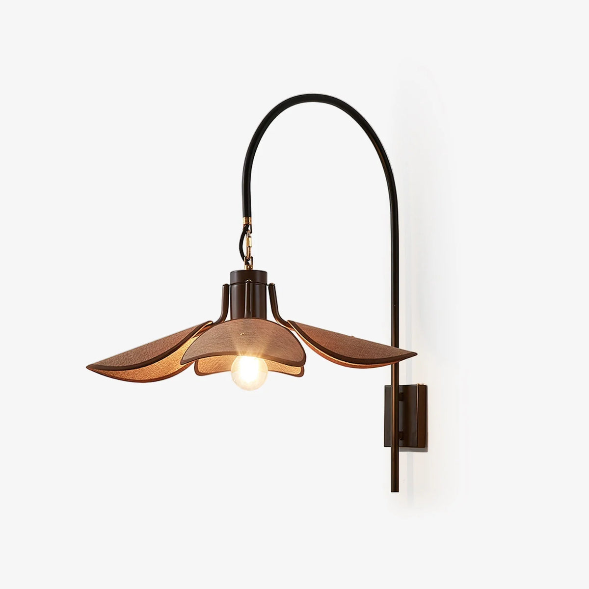 Wall Sconce | Petal Bloom Design | Linen Shade & Wood Accents