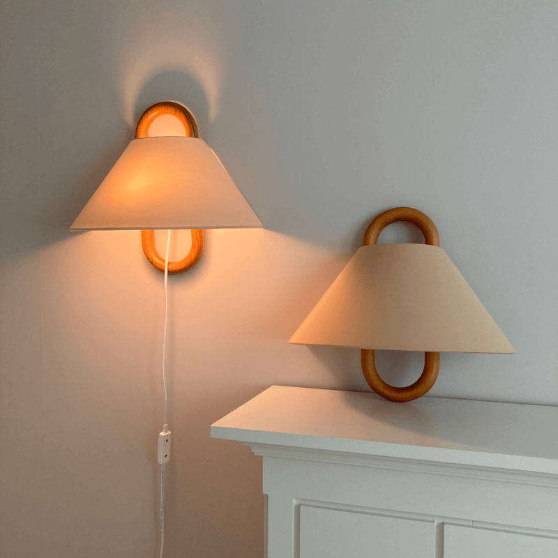 Wall Sconce | Pleated Fabric Shade & Solid Birch Base