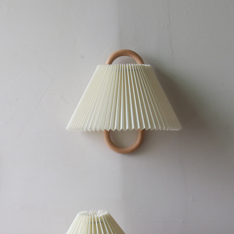 Wall Sconce | Pleated Fabric Shade & Solid Birch Base