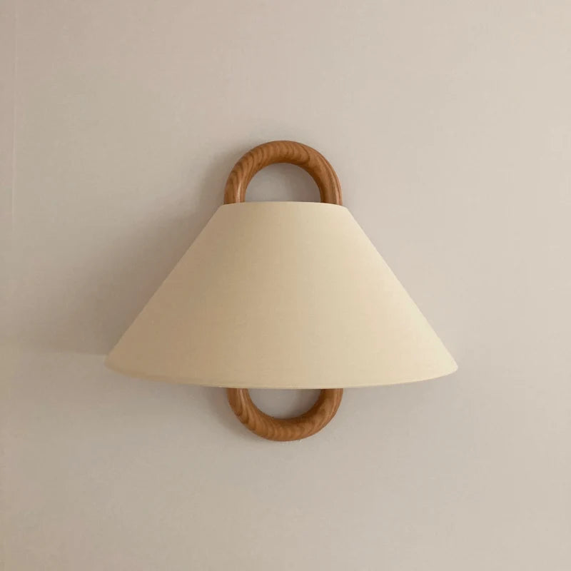 Wall Sconce | Pleated Fabric Shade & Solid Birch Base