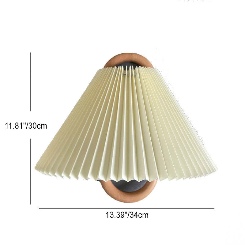 Wall Sconce | Pleated Fabric Shade & Solid Birch Base