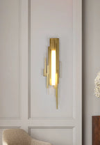 Wall Sconce | Sculptural Iron Gold Finish | Integrated LED & Frosted Shade