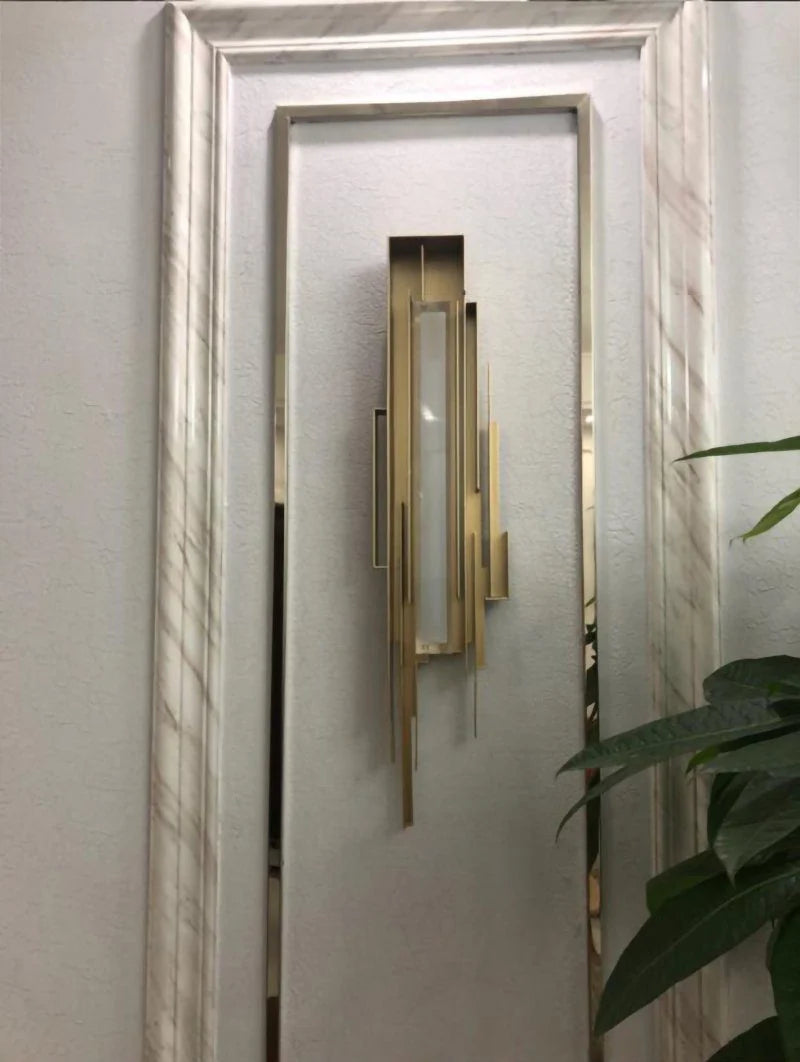 Wall Sconce | Sculptural Iron Gold Finish | Integrated LED & Frosted Shade