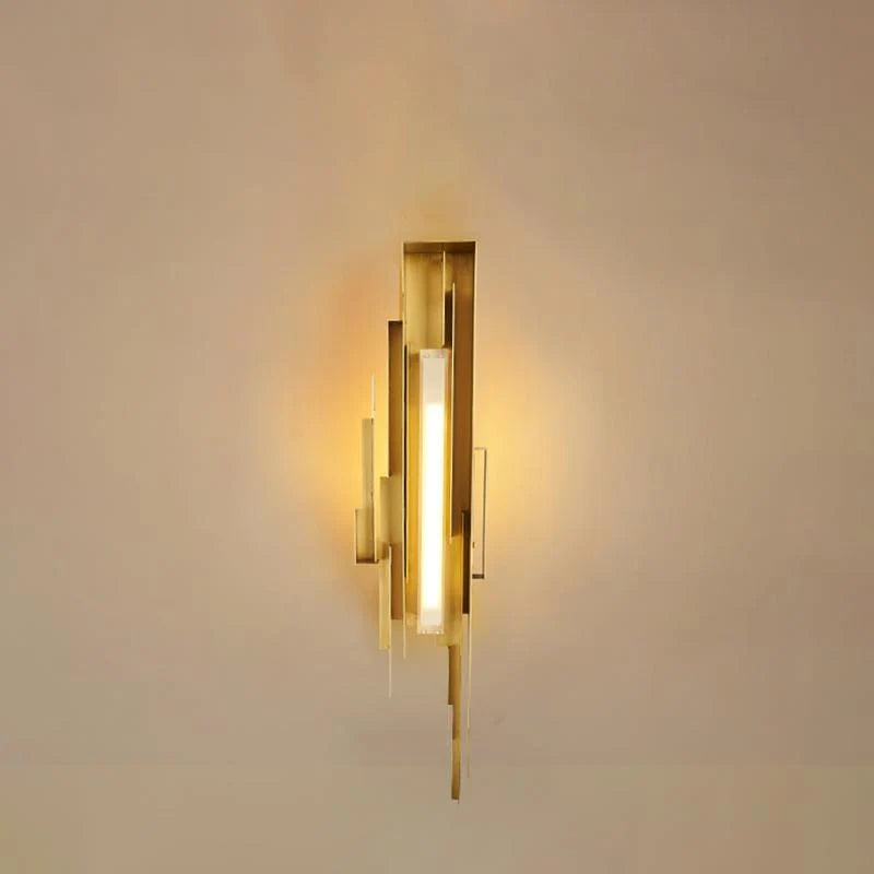 Wall Sconce | Sculptural Iron Gold Finish | Integrated LED & Frosted Shade