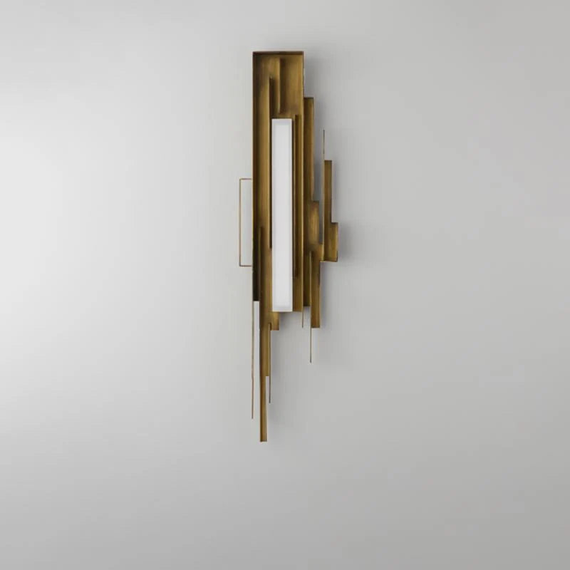Wall Sconce | Sculptural Iron Gold Finish | Integrated LED & Frosted Shade