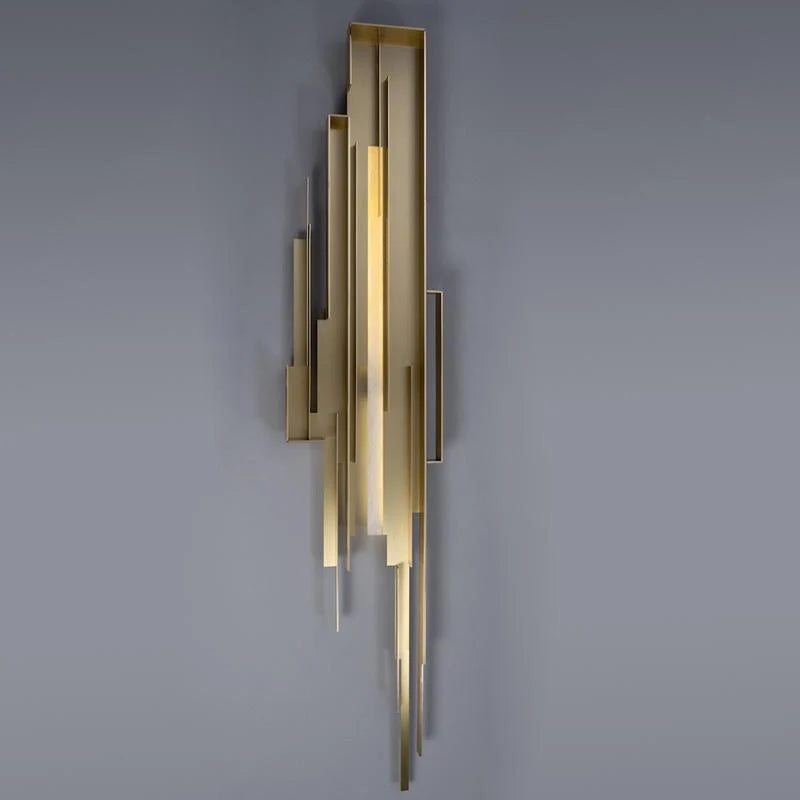 Wall Sconce | Sculptural Iron Gold Finish | Integrated LED & Frosted Shade