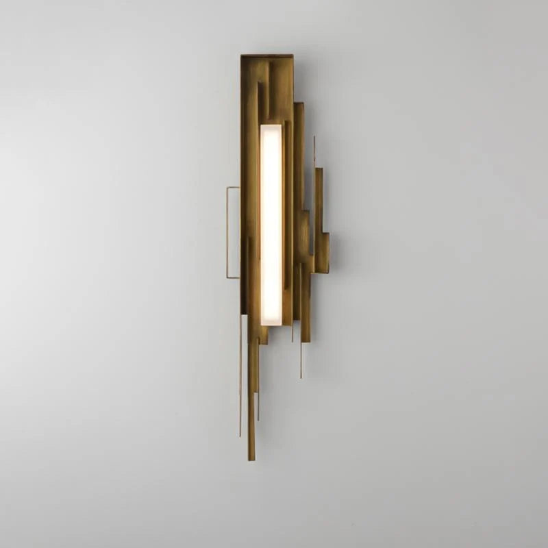 Wall Sconce | Sculptural Iron Gold Finish | Integrated LED & Frosted Shade