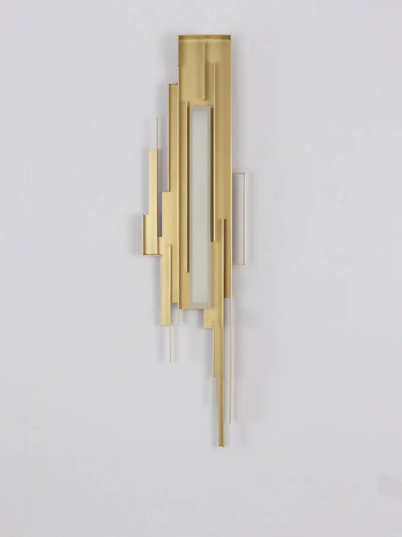 Wall Sconce | Sculptural Iron Gold Finish | Integrated LED & Frosted Shade