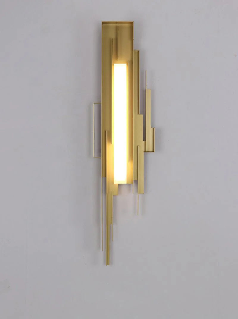 Wall Sconce | Sculptural Iron Gold Finish | Integrated LED & Frosted Shade