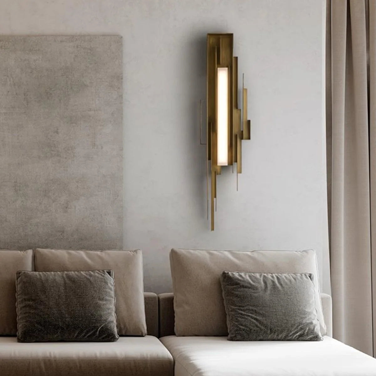 Wall Sconce | Sculptural Iron Gold Finish | Integrated LED & Frosted Shade