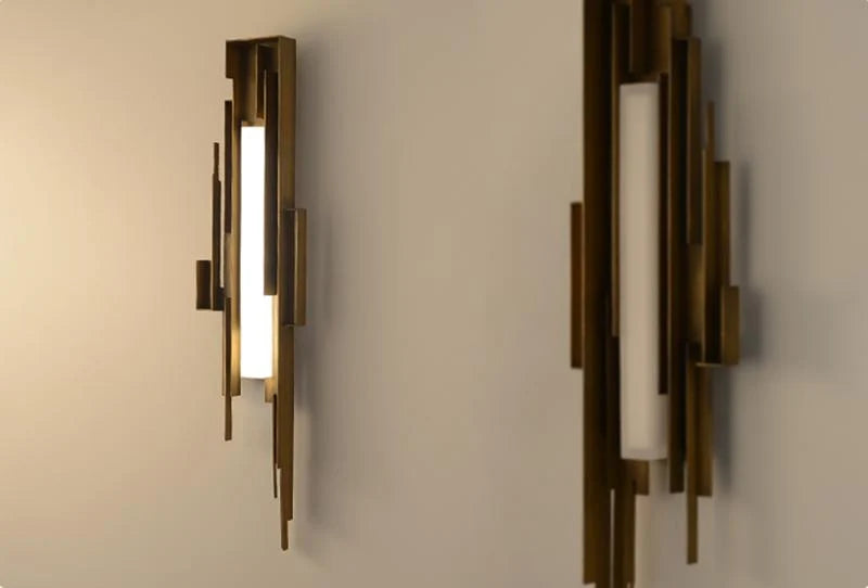 Wall Sconce | Sculptural Iron Gold Finish | Integrated LED & Frosted Shade