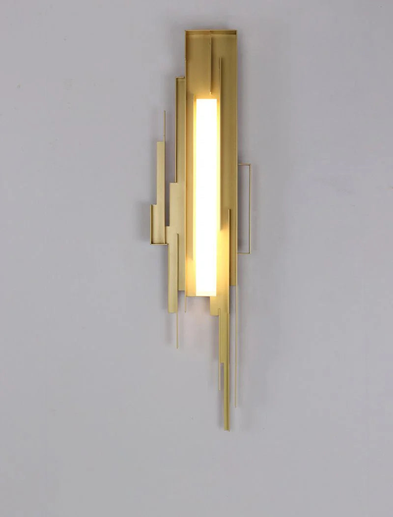 Wall Sconce | Sculptural Iron Gold Finish | Integrated LED & Frosted Shade