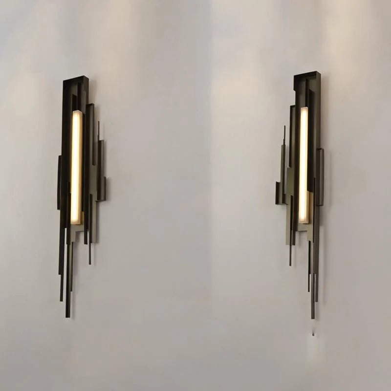 Wall Sconce | Sculptural Iron Gold Finish | Integrated LED & Frosted Shade