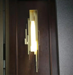 Wall Sconce | Sculptural Iron Gold Finish | Integrated LED & Frosted Shade
