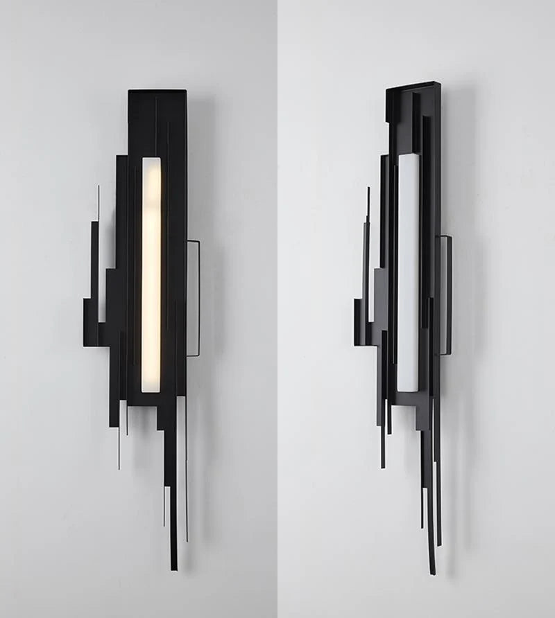 Wall Sconce | Sculptural Iron Gold Finish | Integrated LED & Frosted Shade