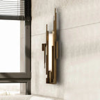 Wall Sconce | Sculptural Iron Gold Finish | Integrated LED & Frosted Shade