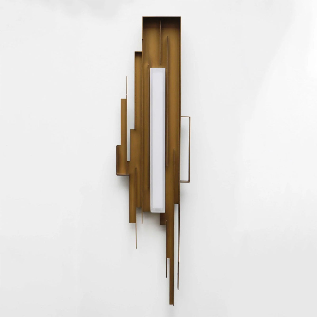 Wall Sconce | Sculptural Iron Gold Finish | Integrated LED & Frosted Shade