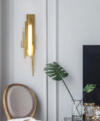 Wall Sconce | Sculptural Iron Gold Finish | Integrated LED & Frosted Shade